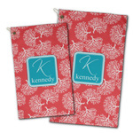 Coral & Teal Golf Towel - Poly-Cotton Blend w/ Name and Initial