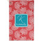 Coral & Teal Golf Towel - Poly-Cotton Blend - Small w/ Name and Initial