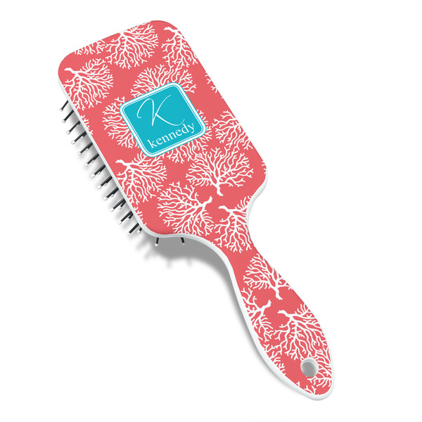 Coral & Teal Hair Brush - Angle View