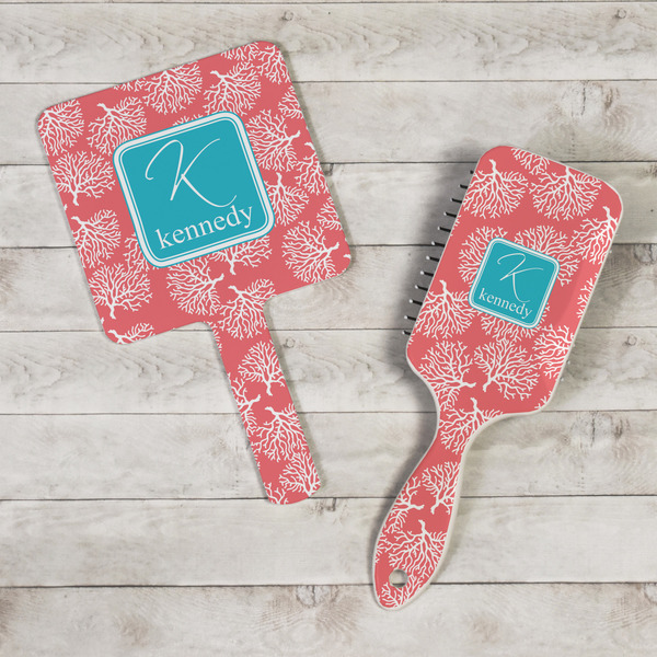 Coral & Teal Hand Mirrors - In Context
