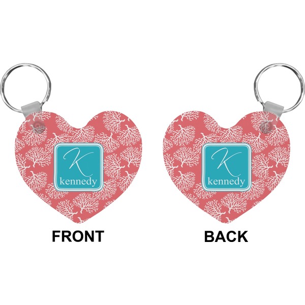 Coral & Teal Heart Keychain (Front + Back)