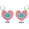 Coral & Teal Heart Keychain (Front + Back)