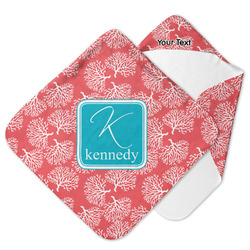 Coral & Teal Hooded Baby Towel (Personalized)