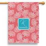 Coral & Teal 28" House Flag - Single Sided (Personalized)