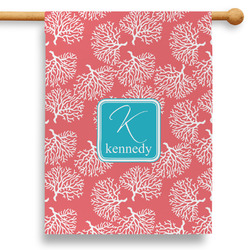 Coral & Teal 28" House Flag (Personalized)