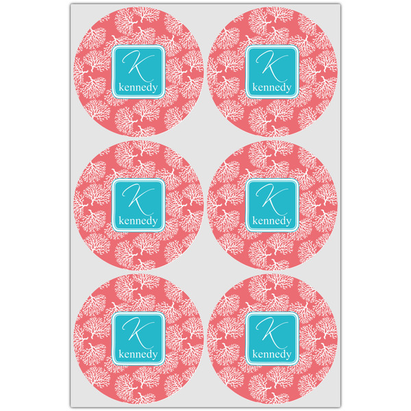 Coral & Teal Icing Circle - Large - Set of 6