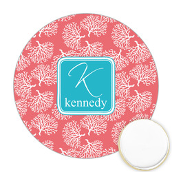 Coral & Teal Printed Cookie Topper - Round (Personalized)