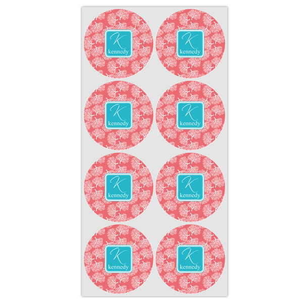 Coral & Teal Icing Circle - Medium - Set of 8