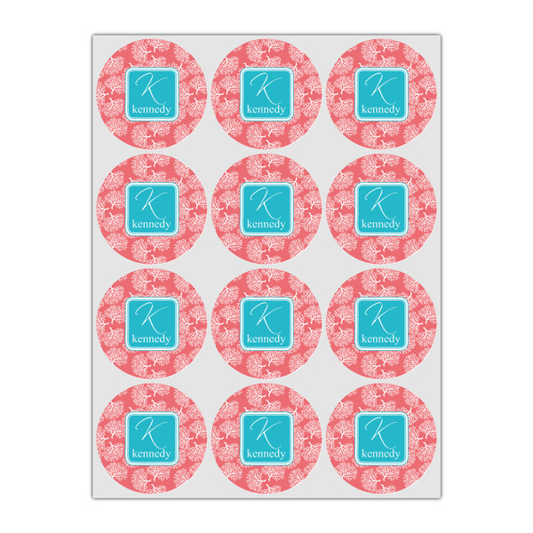 Coral & Teal Icing Circle - Small - Set of 12