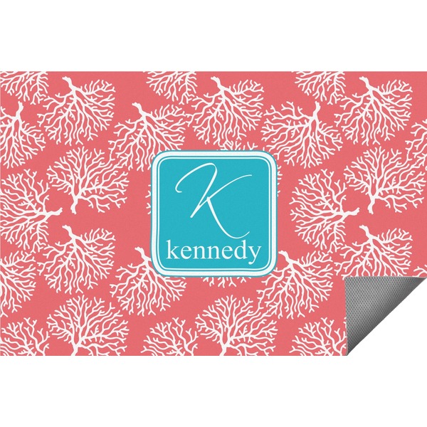 Custom Coral & Teal Indoor / Outdoor Rug - 2'x3' (Personalized)