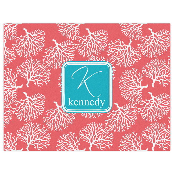 Coral & Teal Indoor / Outdoor Rug - 6'x8' - Front Flat