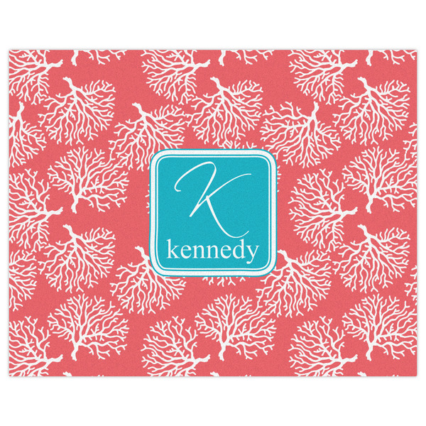 Coral & Teal Indoor / Outdoor Rug - 8'x10' - Front Flat