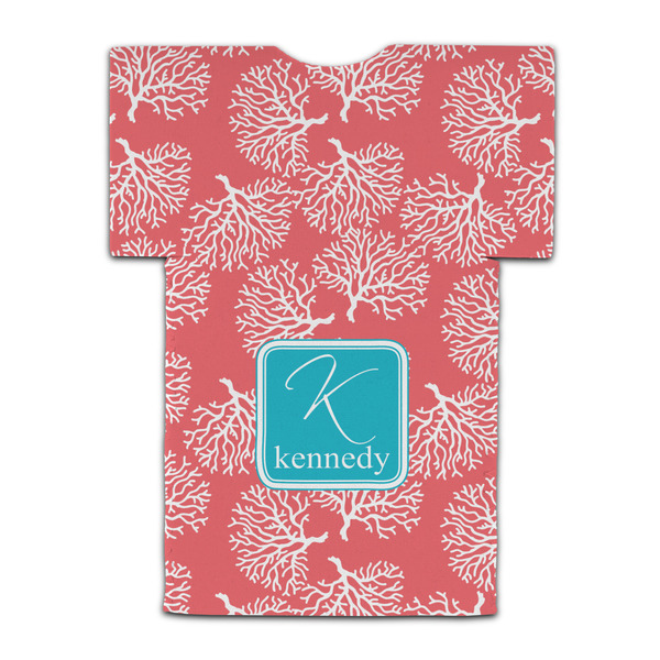 Coral & Teal Jersey Bottle Cooler - BACK (flat)