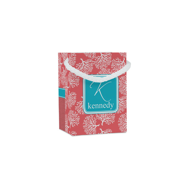 Custom Coral & Teal Jewelry Gift Bags - Matte (Personalized)