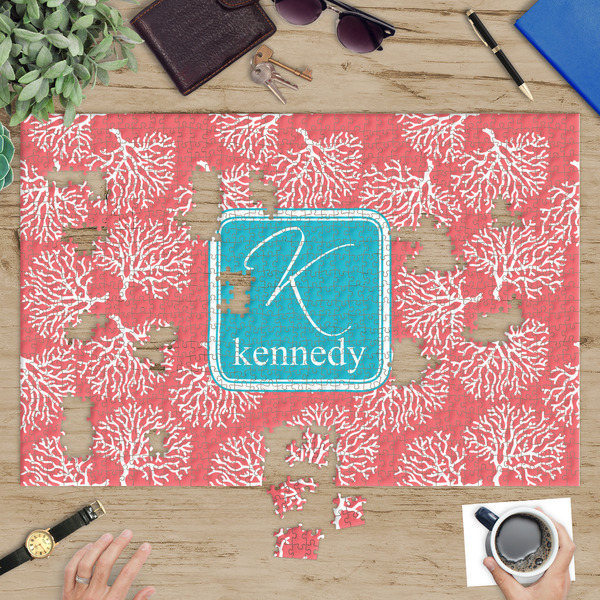 Coral & Teal Jigsaw Puzzle 1014 Piece - In Context