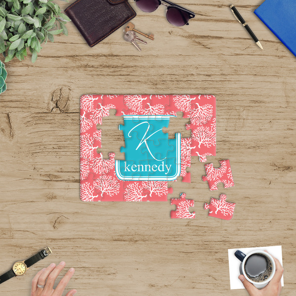 Coral & Teal Jigsaw Puzzle 30 Piece - In Context
