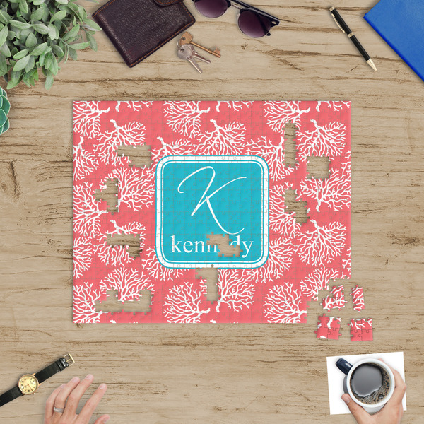 Coral & Teal Jigsaw Puzzle 500 Piece - In Context