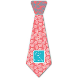 Coral & Teal Iron On Tie - 4 Sizes w/ Name and Initial
