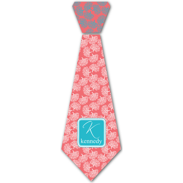 Custom Coral & Teal Iron On Tie - 4 Sizes w/ Name and Initial