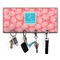 Coral & Teal Key Hanger w/ 4 Hooks & Keys