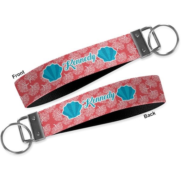Coral & Teal Key-chain - Metal and Nylon - Front and Back