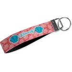 Coral & Teal Webbing Keychain Fob - Large (Personalized)