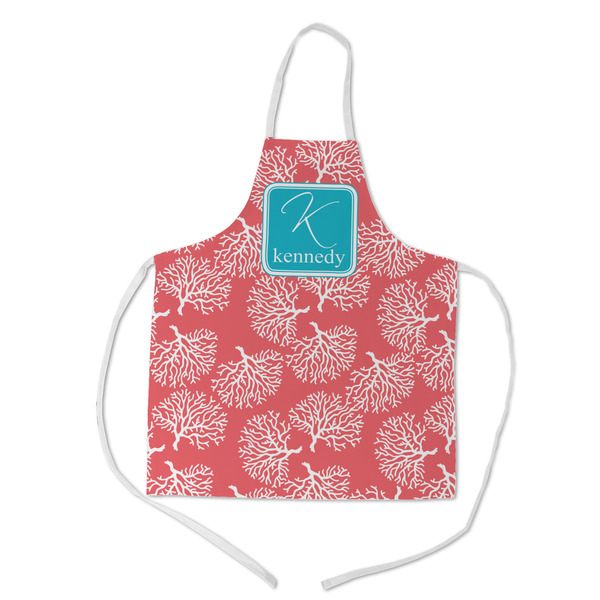 Custom Coral & Teal Kid's Apron w/ Name and Initial