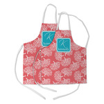 Coral & Teal Kid's Apron w/ Name and Initial
