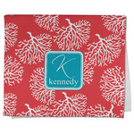Coral & Teal Kitchen Towel - Poly Cotton w/ Name and Initial