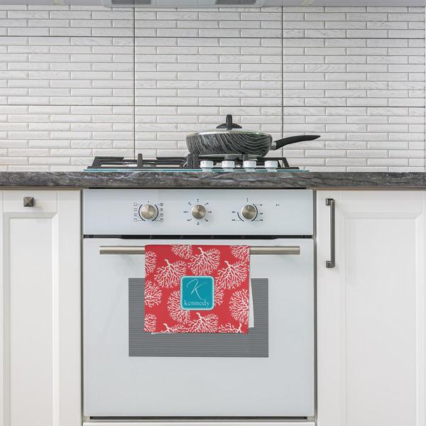 Coral & Teal Kitchen Towel - Poly Cotton - Lifestyle