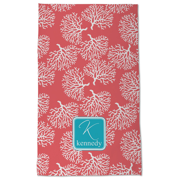 Coral & Teal Kitchen Towel - Poly Cotton - Full Front