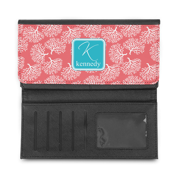 Coral & Teal Ladies Wallet - Half Way Open