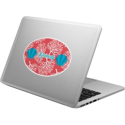 Coral & Teal Laptop Decal (Personalized)