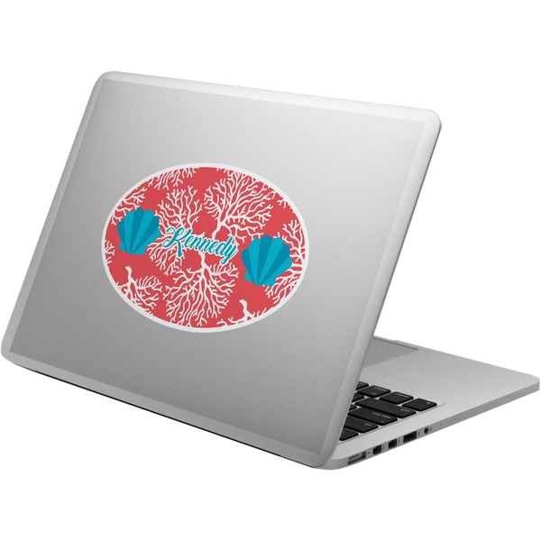 Custom Coral & Teal Laptop Decal (Personalized)