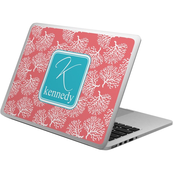 Custom Coral & Teal Laptop Skin - Custom Sized (Personalized)