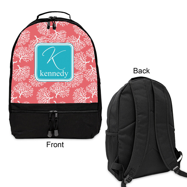 Coral & Teal Large Backpack - Black - Front & Back View