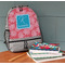 Coral & Teal Large Backpack - Gray - On Desk