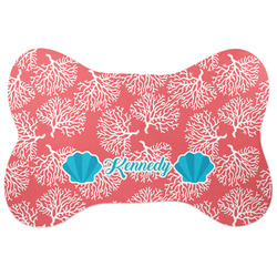 Coral & Teal Bone Shaped Dog Food Mat (Personalized)