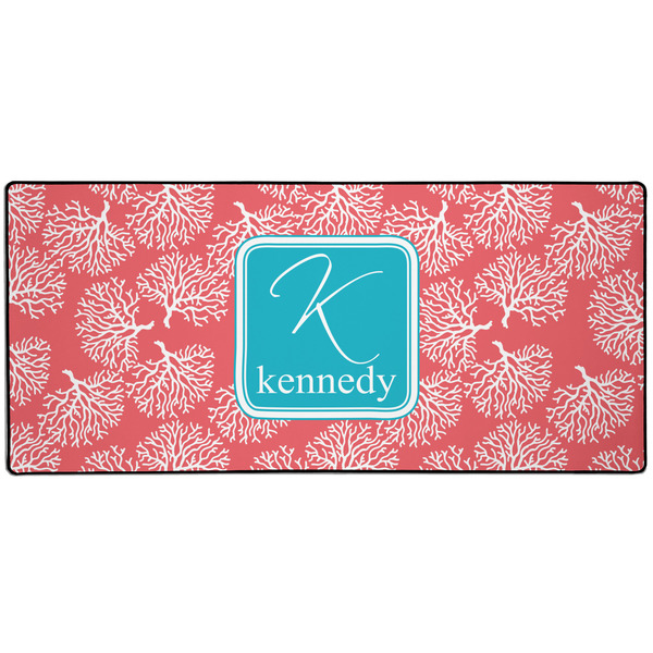Custom Coral & Teal 3XL Gaming Mouse Pad - 35" x 16" (Personalized)