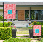 Coral & Teal Large Garden Flag - Single Sided (Personalized)