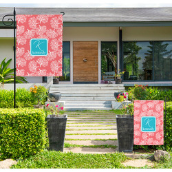 Coral & Teal Large Garden Flag - Double Sided (Personalized)