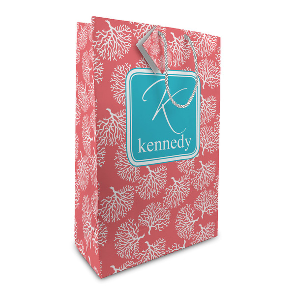 Custom Coral & Teal Large Gift Bag (Personalized)