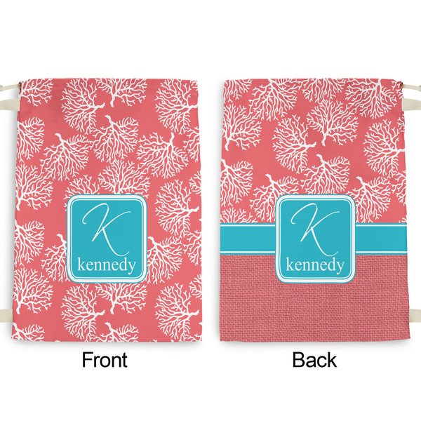 Coral & Teal Large Laundry Bag - Front & Back View