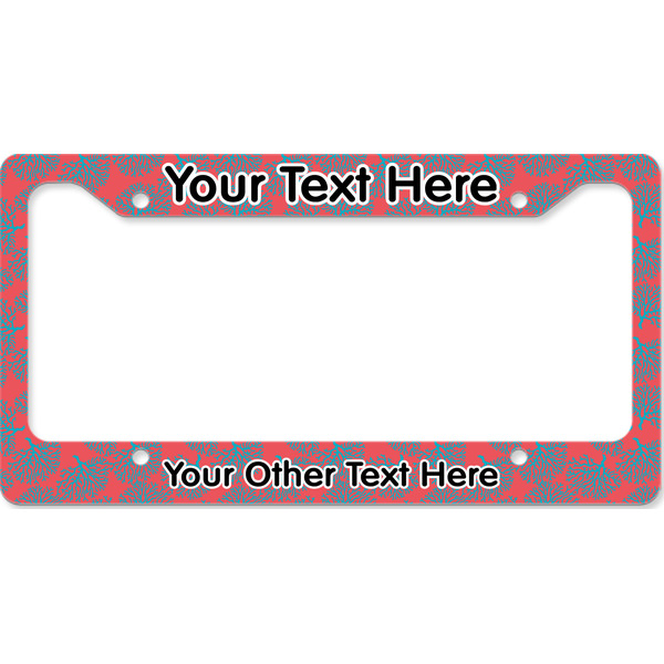 Custom Coral & Teal License Plate Frame - Style B (Personalized)