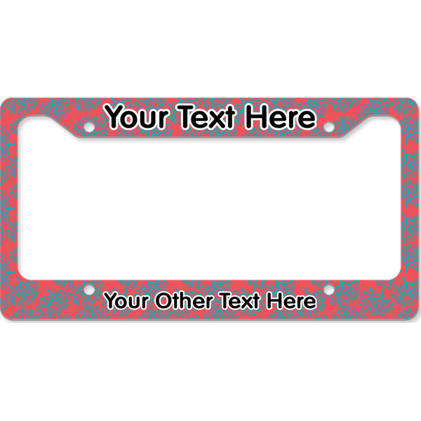 Coral & Teal License Plate Frame Wide