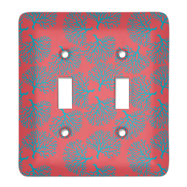 Custom Coral & Teal Light Switch Cover (2 Toggle Plate)
