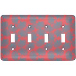 Coral & Teal Light Switch Cover (4 Toggle Plate)