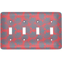 Coral & Teal Light Switch Cover (4 Toggle Plate)