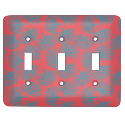 Coral & Teal Light Switch Cover (3 Toggle Plate)
