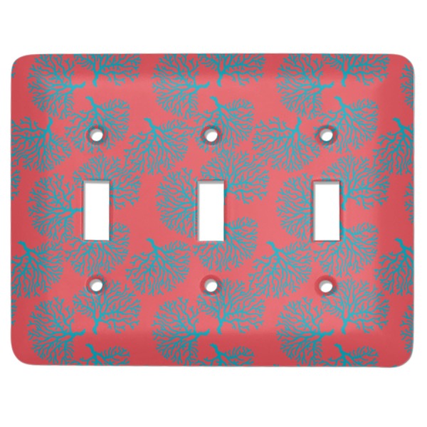 Custom Coral & Teal Light Switch Cover (3 Toggle Plate)
